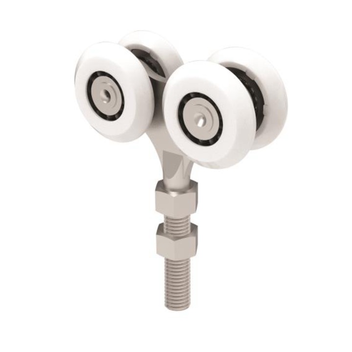 Carucior cu 4 role si pin pentru sina 33X34 Nylon