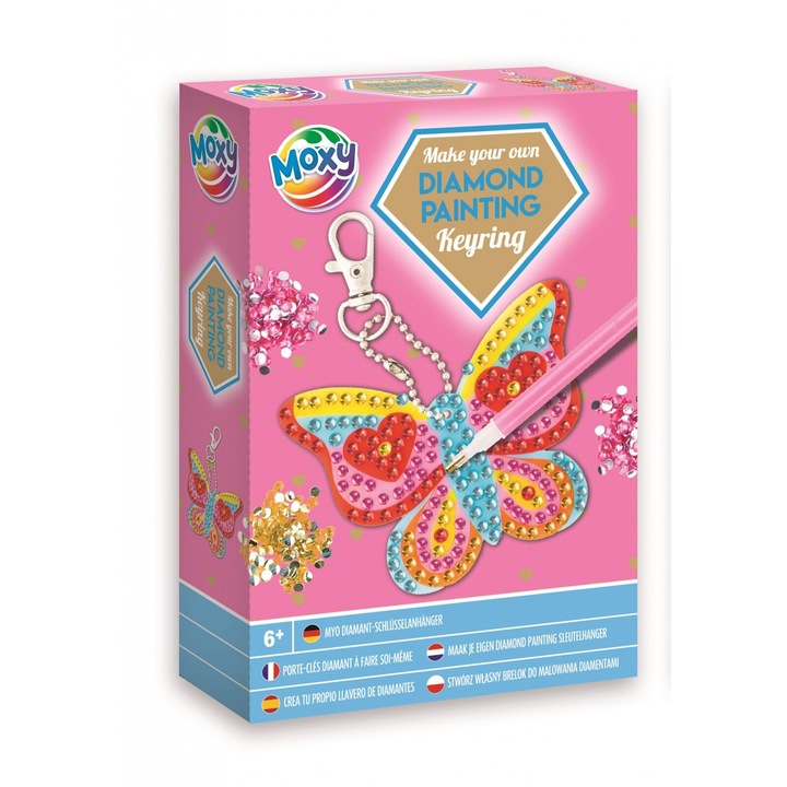 Креативен комплект „Направи си сам“, Grafix, Създайте свой собствен ключодържател с кристали, Диамантена боя. еднорог