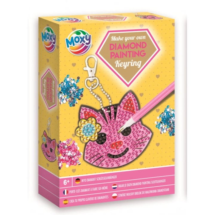 Set creativ DIY, Grafix, Creeaza propriul breloc cu strasuri, Diamond Paint. pisicuta