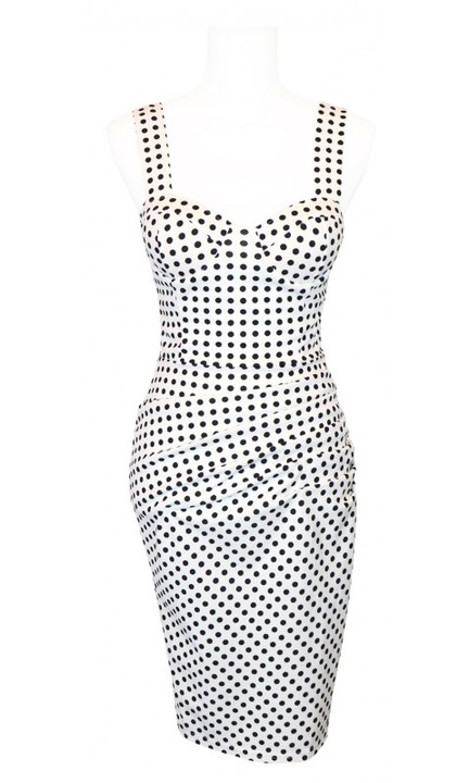 Rochie femei, alba cu buline negre, marimea S