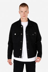 COLIN'S, Jacheta din denim cu buzunare pe piept, Negru, 2XL