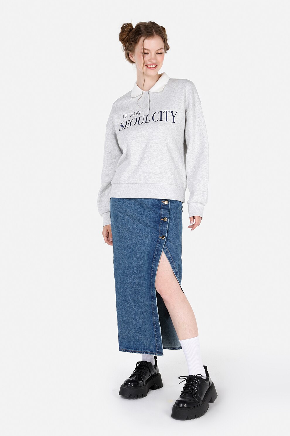 COLIN'S, Fusta midi din denim, Albastru, 34