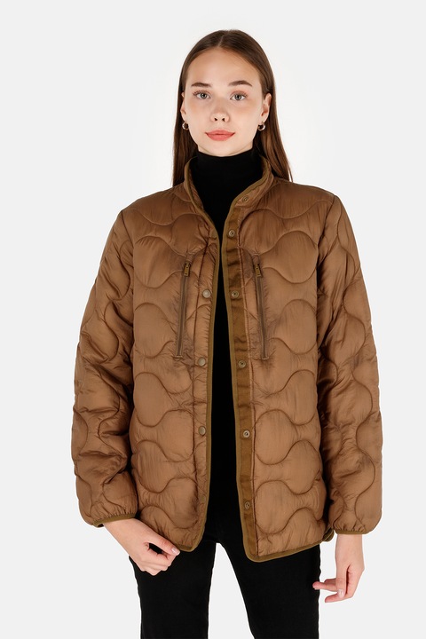 COLIN'S, Jacheta din nailon cu aspect matlasat, Maro inchis, XS