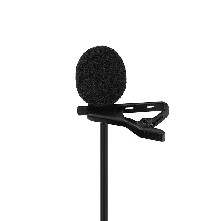 Professzionális csíptetős mikrofon, longziming, 1,5 m, kétirányú, műanyag, 3,5 mm