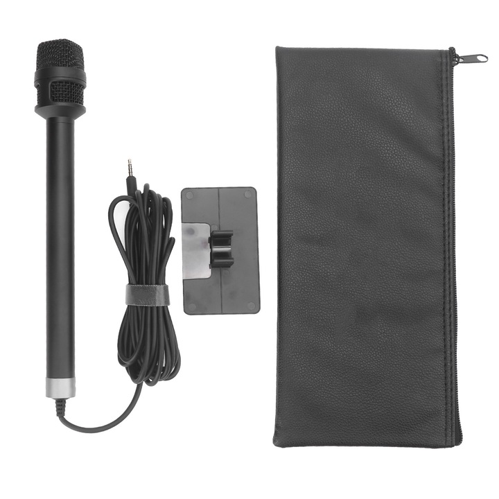 Kézi mikrofon telefonhoz, longziming, kondenzátor, kardioid, 3,5 m-es kábel, fekete