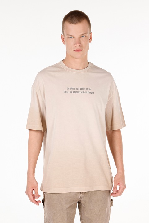 COLIN'S, Tricou lejer de bumbac cu model in degrade, Bej