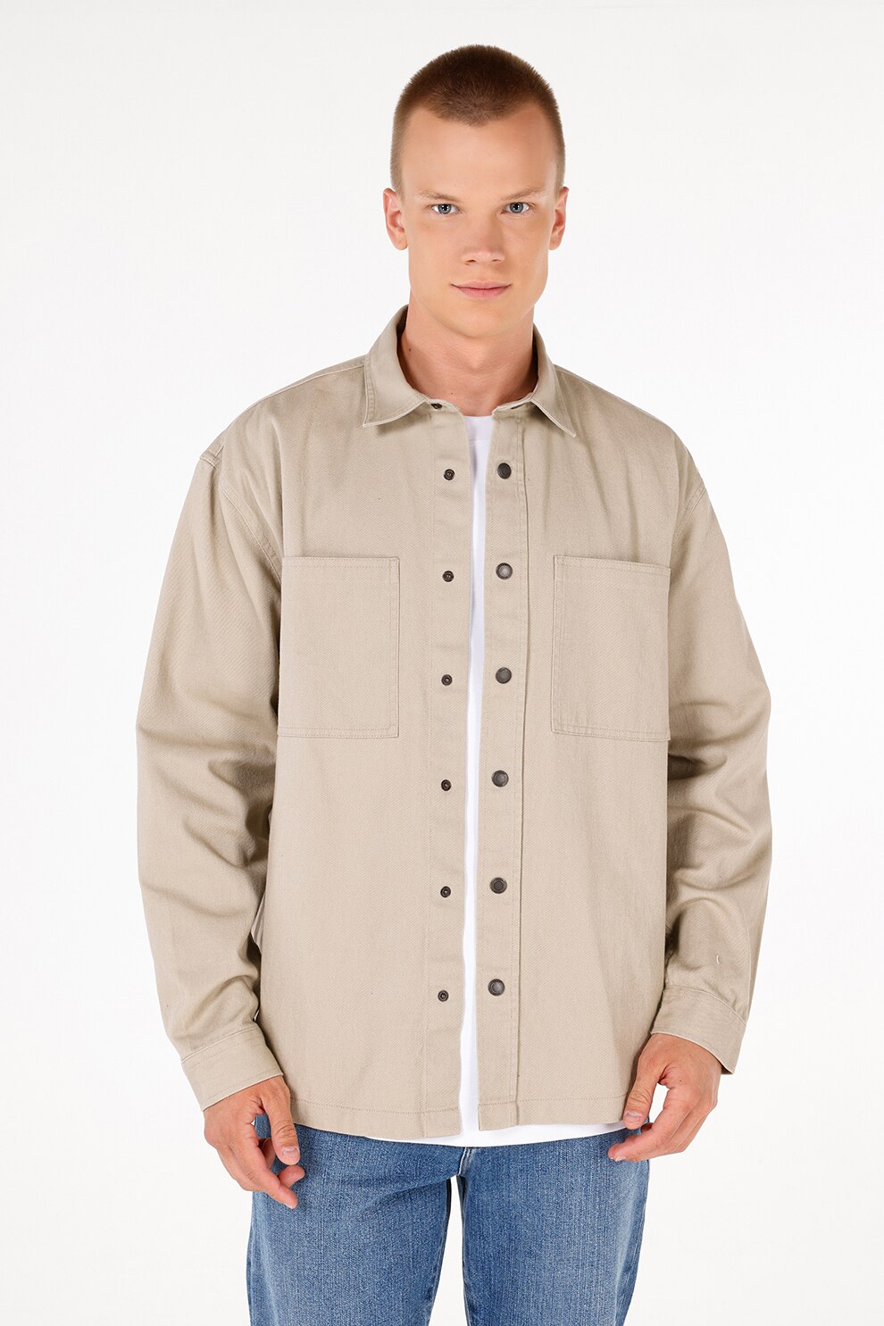 COLIN'S, Camasa de bumbac cu buzunare pe piept, Bej, 2XL
