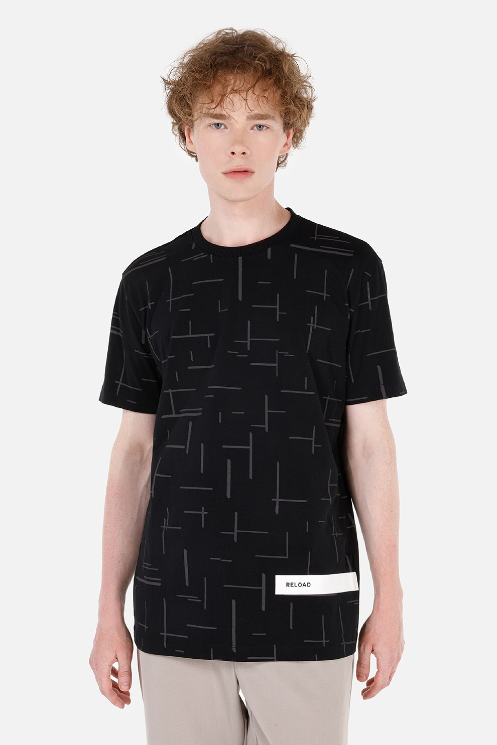 COLIN'S, Tricou de bumbac cu model abstract, Negru, XS