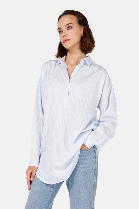 COLIN'S, Bluza supradimensionata cu guler ascutit, Albastru deschis