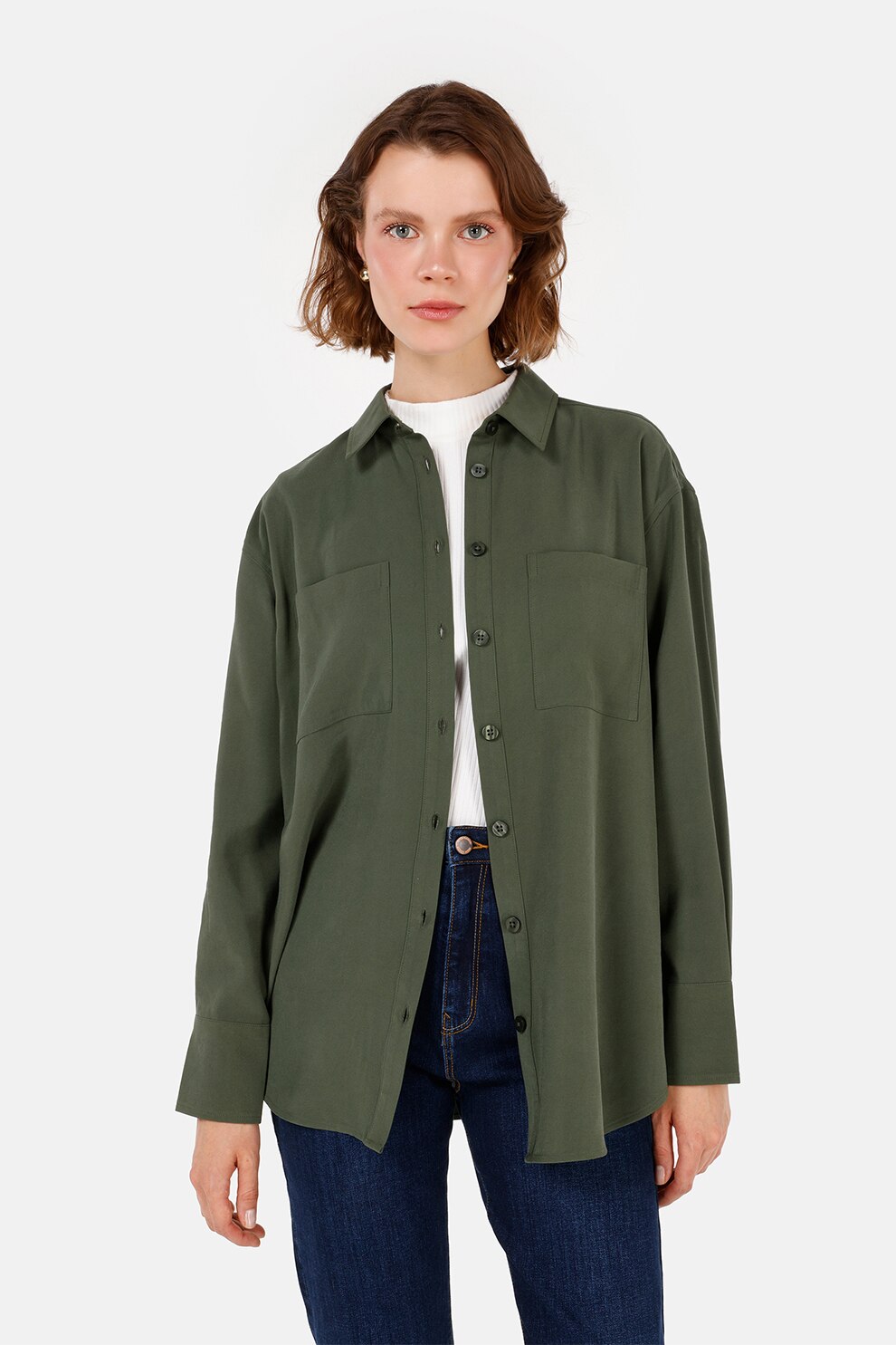 COLIN'S, Camasa cu maneci lungi, Verde inchis, XS-S
