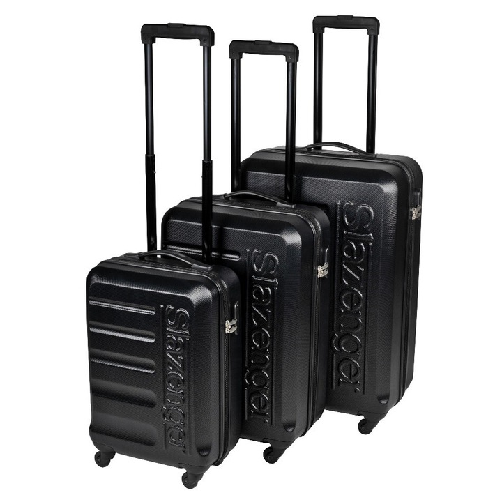 Set 3 trolere Slazenger, 52x32x20cm/62x37x24cm/72x44x28cm, ABS, negru