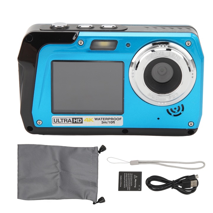 Cameră digitală Jormftte 4K, 50MP, zoom 16X, alb, 2,88 inchi IPS