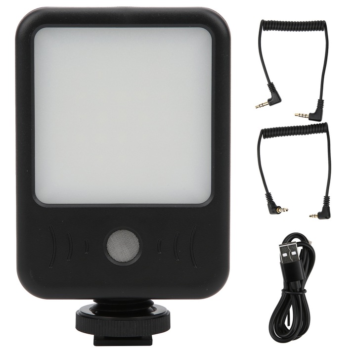 Jormftte LED020 töltőfényes mikrofon, 5W, 10 fényerő szint, fekete, méretek 66x33.5x105mm