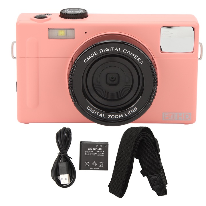 Cameră digitală 4K 48MP, Jormftte, zoom 16x, ecran 2.8 inch, Negru