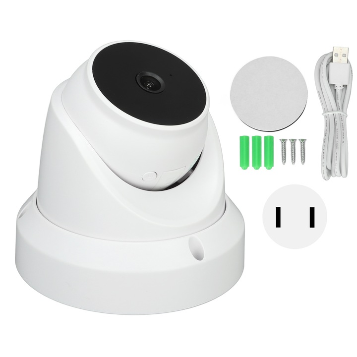 Camera de securitate Jormftte 2MP HD, monitorizare WiFi, detectie miscare, viziune nocturna, priza UE