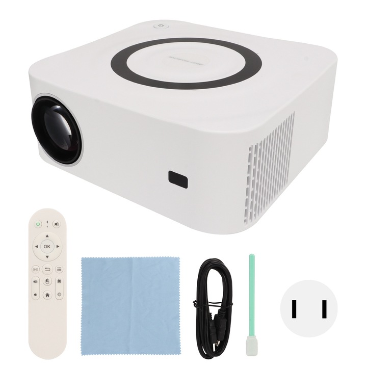 Jormftte 1080P videoprojektor, 320ANSI lm, WiFi 2.4G/5G, Manuális fókusz, Trapéztorzítás korrekció