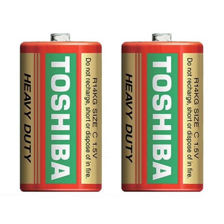 Set 2 baterii tip R14, dimensiunea C, 1.5V