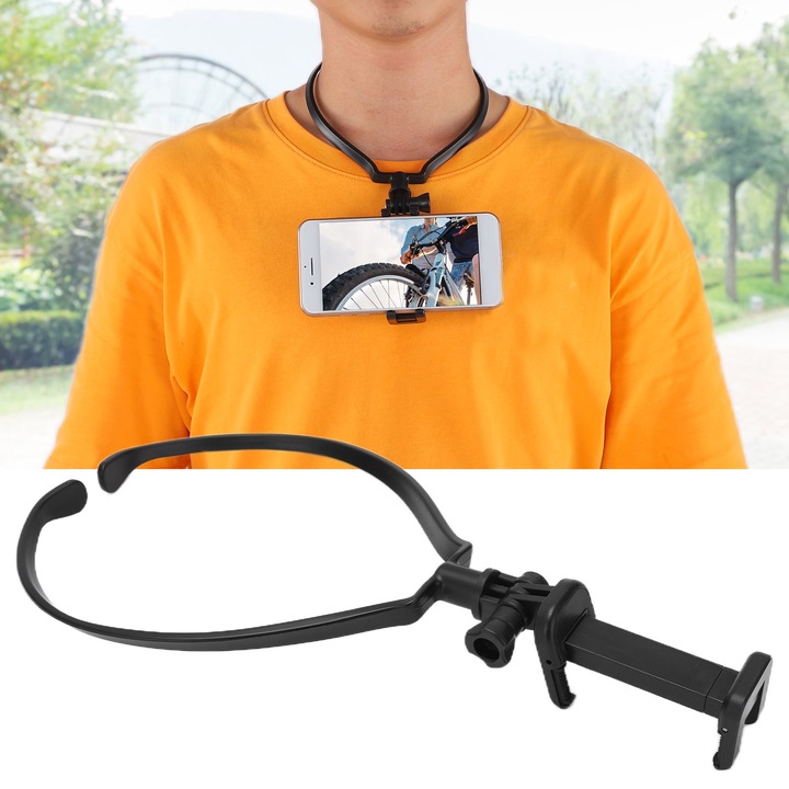 Suport pentru telefon si camera sport, Jormftte, negru, 270° rotativ, pentru telefoane de 5.5-8.5cm