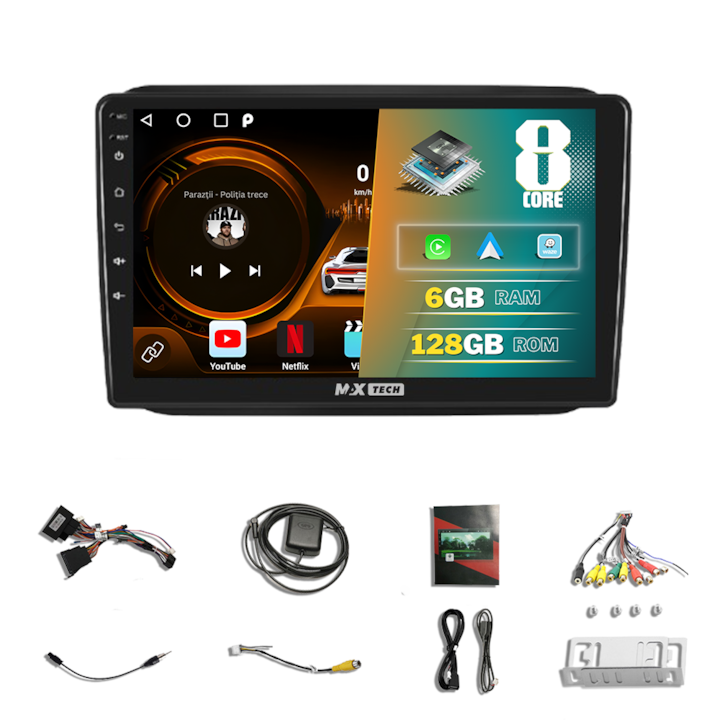 Navigáció Skoda Fabia 2 (2007 - 2014) dedikált Android, MaxTech®, Android 13, 10 hüvelykes IPS képernyő, 6 GB Ram 128 GB Rom funkciók GPS, Carplay, WIFI, RDS, DSP, EQ rádió, Google Play, Bluetooth, Waze