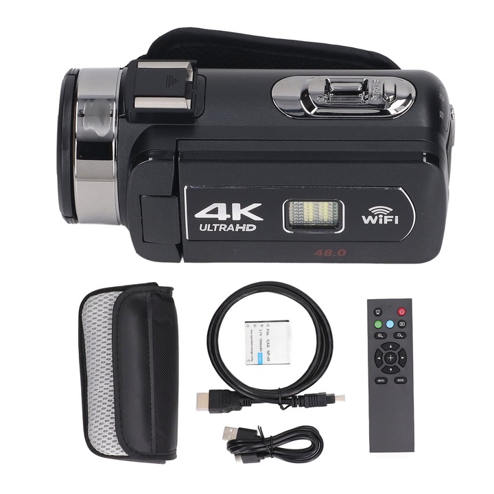 Camera video de securitate Jormftte, design bratara sport, rotire 360 grade, acumulator 130 minute, ecran tactil rotund