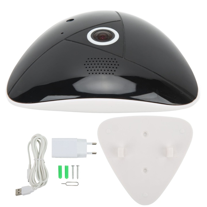 Camera de supraveghere Jormftte, interfon vocal bidirectional, Wifi, detectie inteligenta a miscarii, rotire, alb