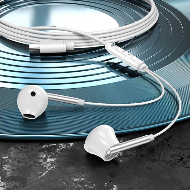 Casti cu Fir Type-C, XO-EP66, Compatibile iPhone 15/16 si Android, Cablu 1.2m, Microfon si Control volum, Alb