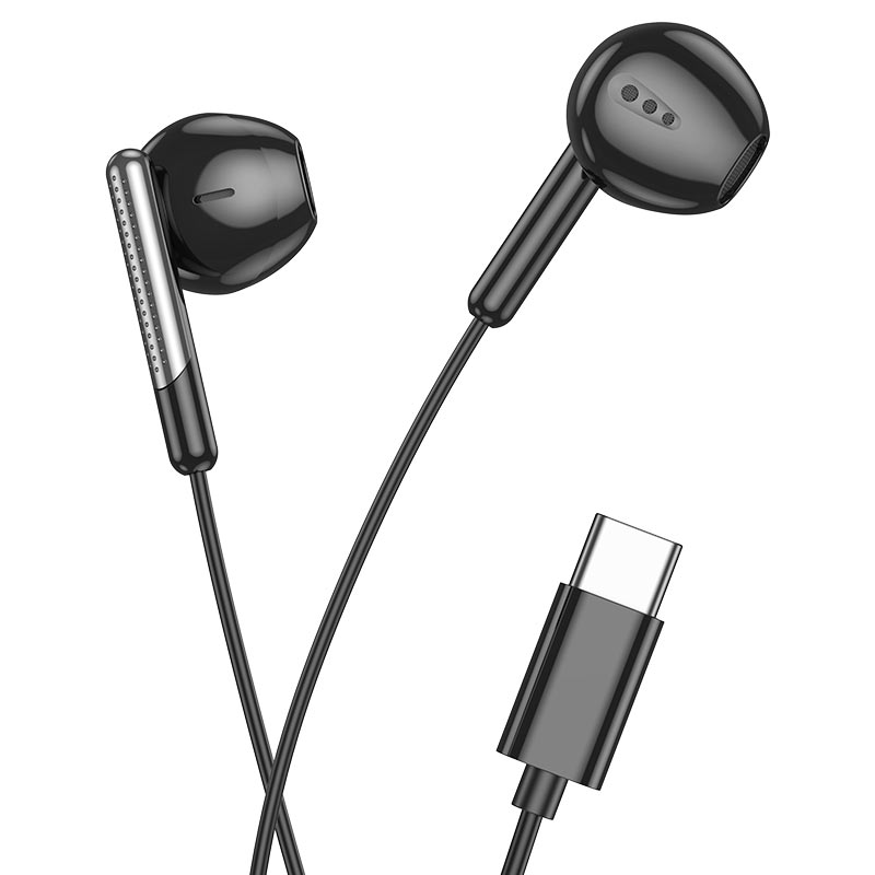 Casti cu Fir, Mufa Type-C, Hoco M123 Glory, Compatibile iPhone 15/16 si Android, 1.2m, Microfon si Butoane de control, Negru