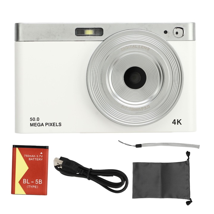 Aparat foto digital 4K Zoom 16x 24MP Previne tremuratul, pentru copii Adulti incepatori