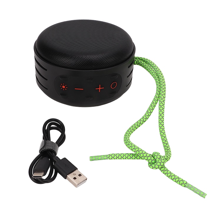 Boxa Bluetooth cu gat suspendat, fara fir, la moda, portabila, usoara, cu lumina LED pentru albastru de cerneala in aer liber