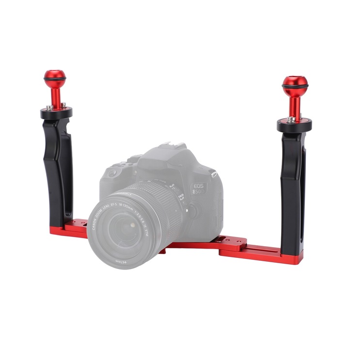 Kétkezes stabilizátor, Jormftte, alumínium, ergonomikus kialakítás, 665g, tükörreflexes és sportkamerákhoz