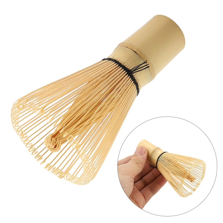 Pamatuf pentru matcha din bambus natural, Mmgoqqt, 80 dinti, 6x11cm