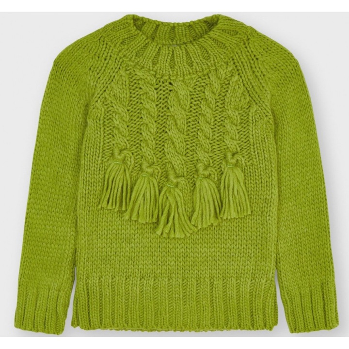 Pulover model torsade, verde, 8 ani, 128 cm