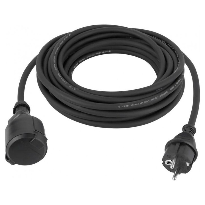 Външен електрически удължител, със защита, ключ, 3 контакта, 8 м, Strend Pro