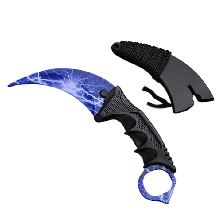 Rozsdamentes acél Karambit edzőkés, 19cm, tokkal együtt, könnyen használható