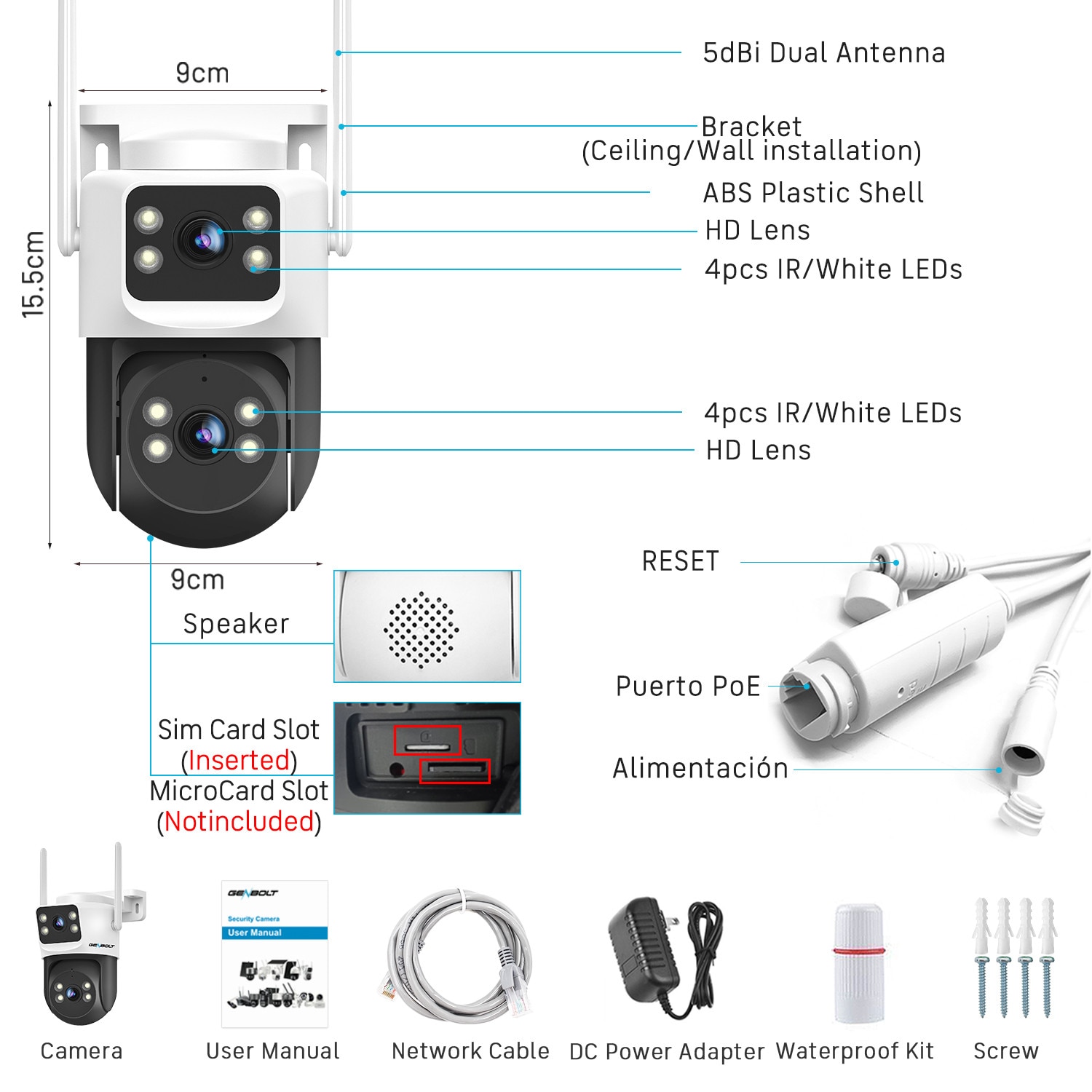 Genbolt Sim Card Security Camera Uk 3G/4G LTE Security Camera