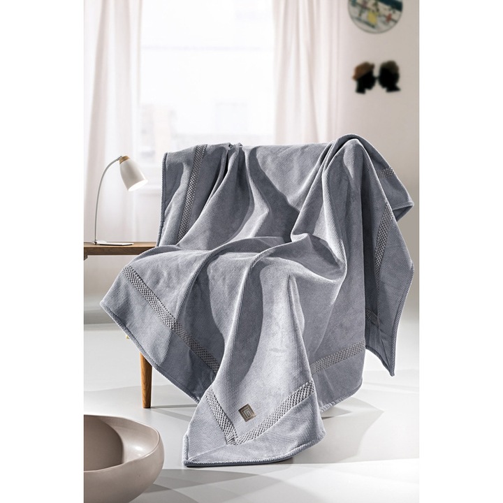 Patura Guy Laroche, 170x250cm, microfibra fina, argintie