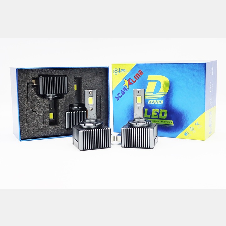 2 db HID-LED átalakító izzó készlet, D3S/D3R, Plug&Play, 90W, 18000 lm, Canbus, réz hordozó +1 rézcső + ventilátor hőelvezetés, alumínium radiátor, Premium, SL-D3