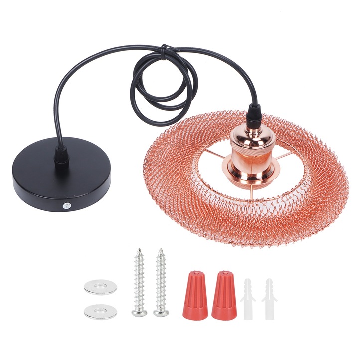 Kovácsoltvas csillár, retro design, rózsa arany, E27, beltérbe