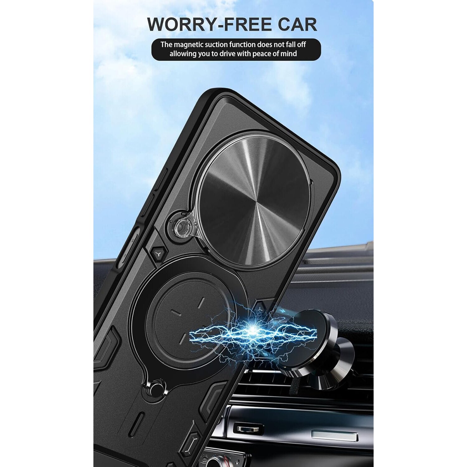 thumbnail interactive-video image 1 of Generic Rugged Armor Magnetic Case For Honor Magic 4 Lite – Black, Shockproof, With Ring Stand 1 of 2