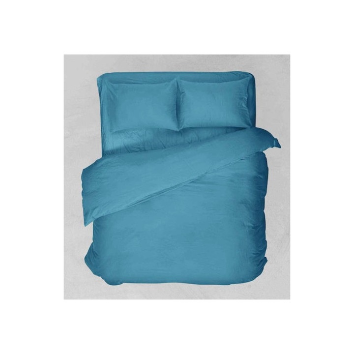 Cearceafuri de pat, Viopros, Yperdiplo, 220x260cm, Petrol, Bambaki-Polyester