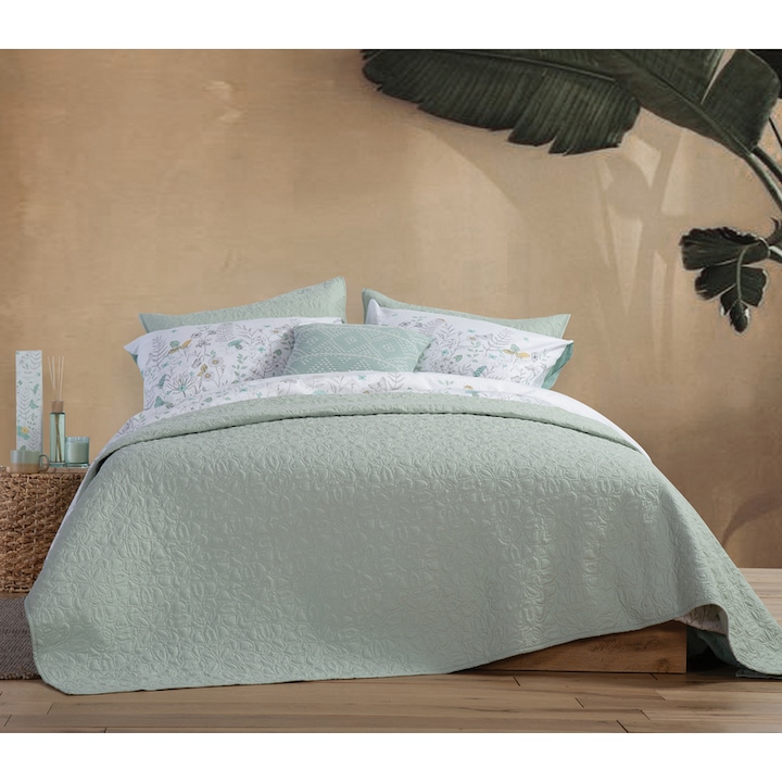 Cuvertura Mono NEF-NEF Spring, 180x240cm, microfibra, verde menta