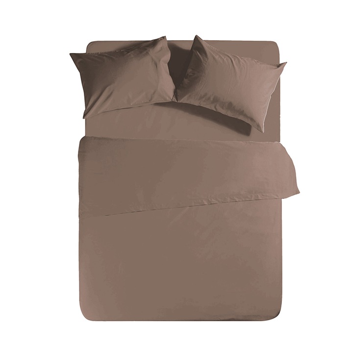 Cearceaf de pat cu elastic, Nef-Nef, bumbac, 160x200+30 cm, Mocca