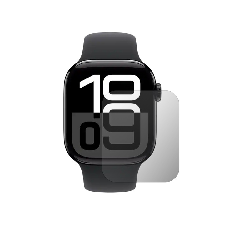 Комплект от 2X iSkinz протектор за екран за Apple Watch Series 10 Aluminium - 46 mm, Invisible Skinz HD, ултра-прозрачен силикон с пълно покритие, залепващ и гъвкав