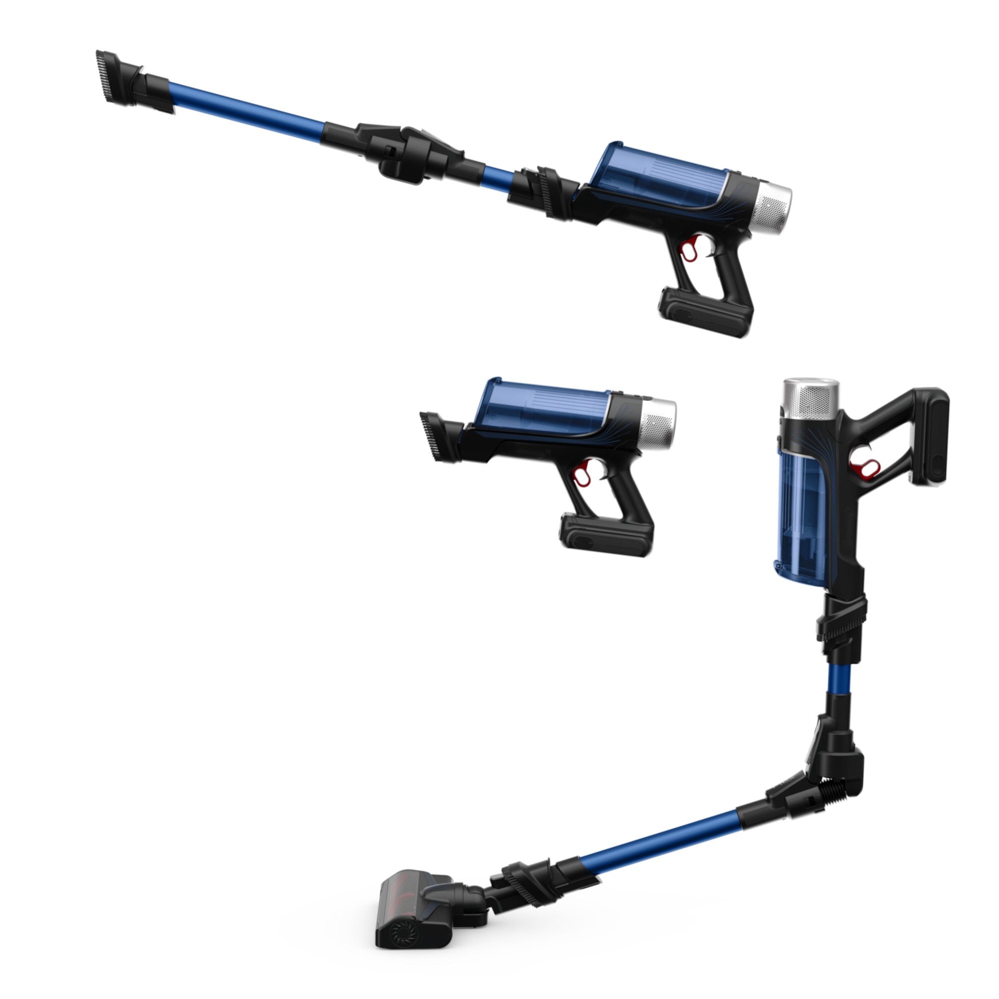 Aspirator vertical Rowenta X-Force Flex 9.60 Aqua RH20C4WO, 250 W, 100 air watts, 3 trepte putere, functie boost, perie cu iluminare LED, autonomie pana la 45 minute, gri & albastru