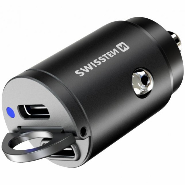 Incarcator Auto Swissten 2xUSB-C, 45W, Nano, Negru