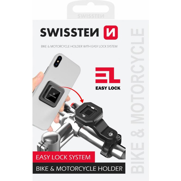 Suport Bicicleta pentru telefon Swissten Easy Lock 6.8", Negru