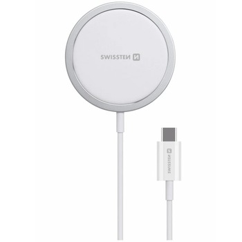 Incarcator telefon magnetic Swissten MagStick, 15W, compatibil MagSafe, Alb