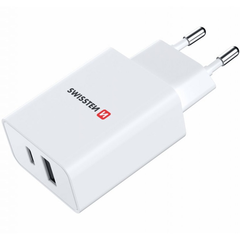 Incarcator Retea Swissten GaN 1xUSB-C, 1xUSB-A, 30W, Alb