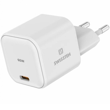 Incarcator Retea Swissten GaN 1x USB-C 65W, Alb