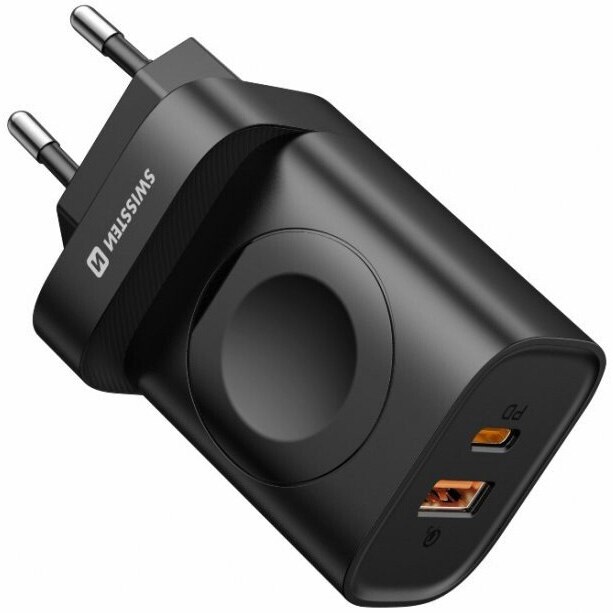 Incarcator Retea Swissten 1xUSB-A, 1xUSB-C, iWatch, Negru
